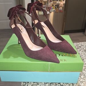 Kate Spade Burgundy Heels with Bow Detail